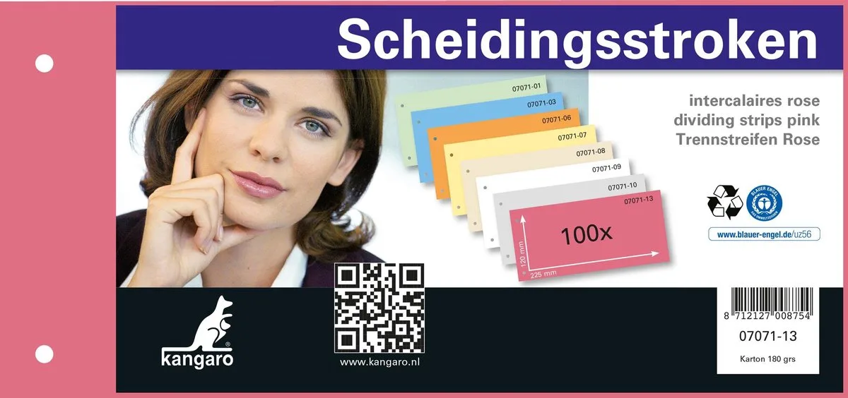 scheidingsstrook - 2-gaats - 225x120mm - 180 grams - 100 stuks de Kangaro en Rose – photo produit