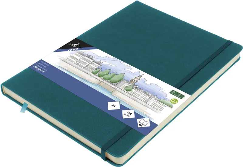 schetsboek - A4 - met elastiek en lint van Kangaro in Dark turquoise – productfoto