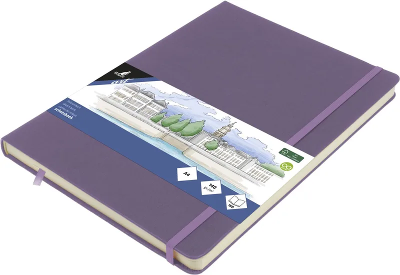 schetsboek - A4 - met elastiek en lint van Kangaro in Heather purple – productfoto