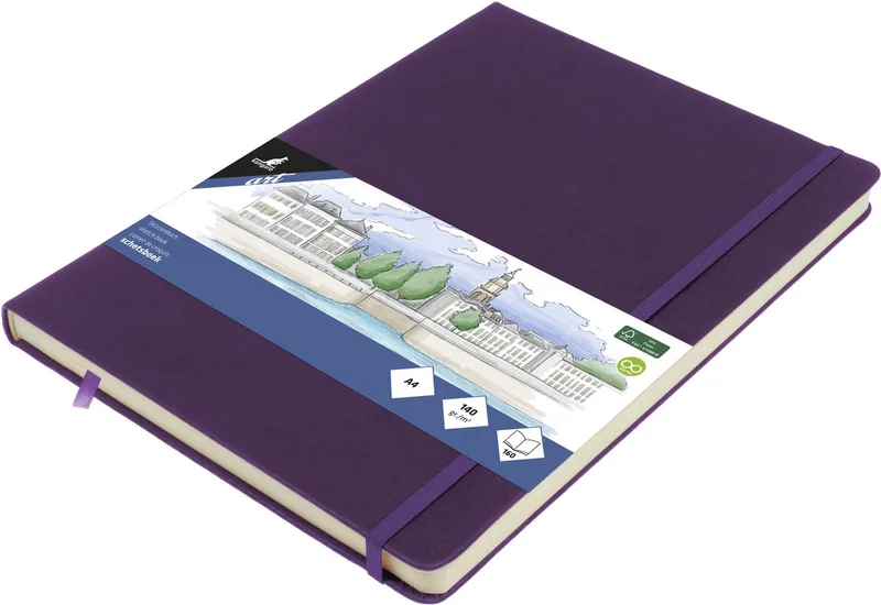 schetsboek - A4 - met elastiek en lint van Kangaro in Purple Heart – productfoto