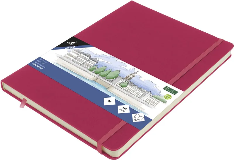 schetsboek - A4 - met elastiek en lint van Kangaro in Ruby – productfoto