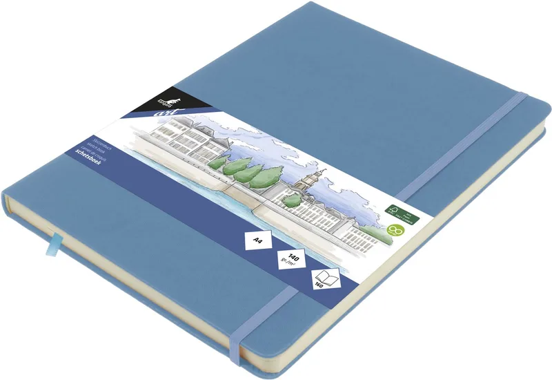 schetsboek - A4 - met elastiek en lint van Kangaro in Sky Blue – productfoto