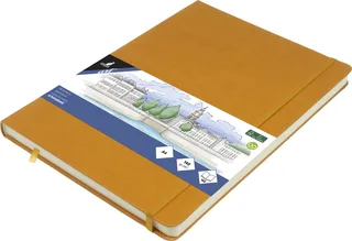 schetsboek - A4 - PU hardcover - met elastiek en lint