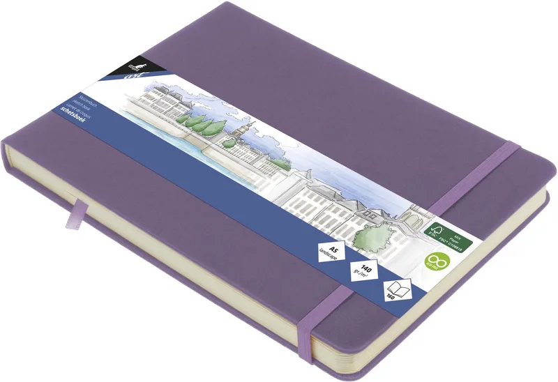 schetsboek A5 liggend - met elastiek en lint by Kangaro in Heather Purple – product photo