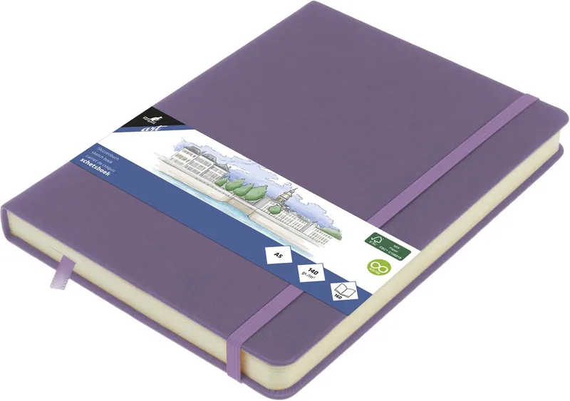 schetsboek - A5 - met elastiek en lint van Kangaro in Heather purple – productfoto