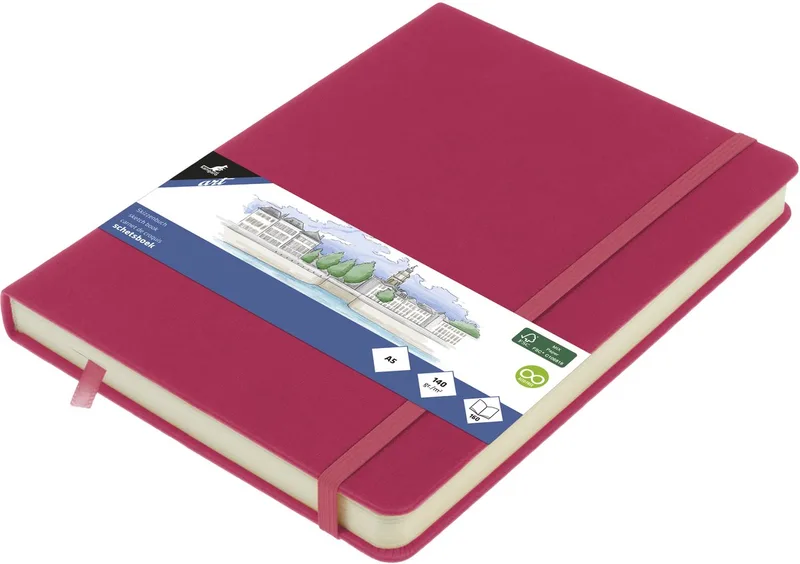 schetsboek - A5 - met elastiek en lint van Kangaro in Ruby – productfoto