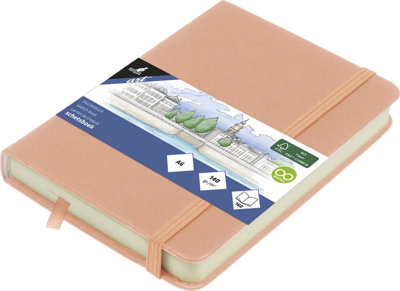 schetsboek A6 - oudroze - PU hardcover - met elastiek en lint - schetsblok - schetsboeken by Kangaro in Oud roze – product photo