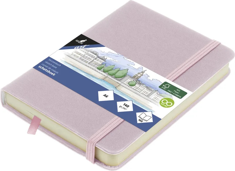 schetsboek - A6 - PU hardcover - met elastiek en lint de Kangaro en Violet – photo produit
