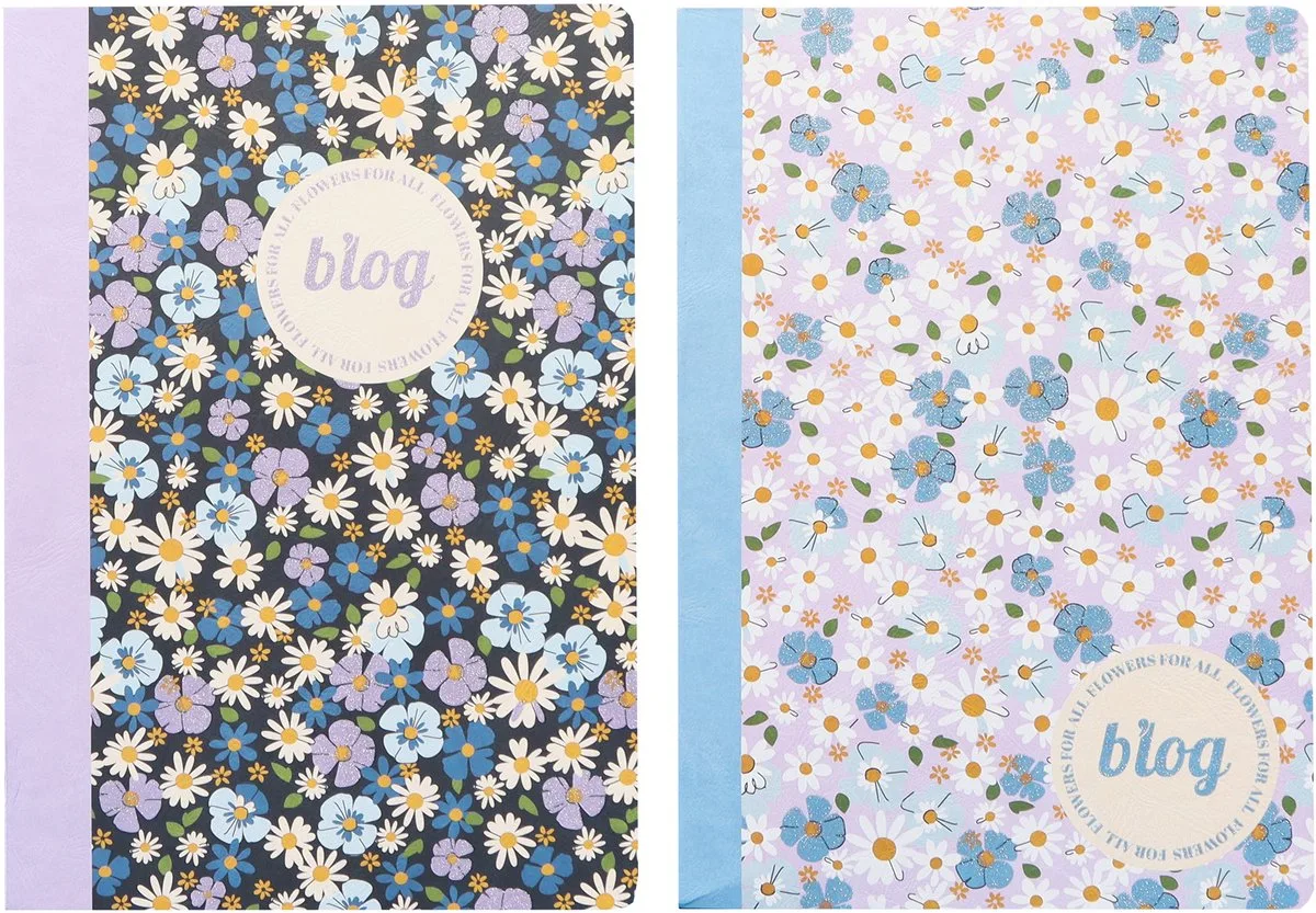 Schriften - B'LOG FLOWERS - formaat A5 - met ruit 5mm - 2 stuks de Kangaro en Assorti madeliefjes A5 ruit – photo produit