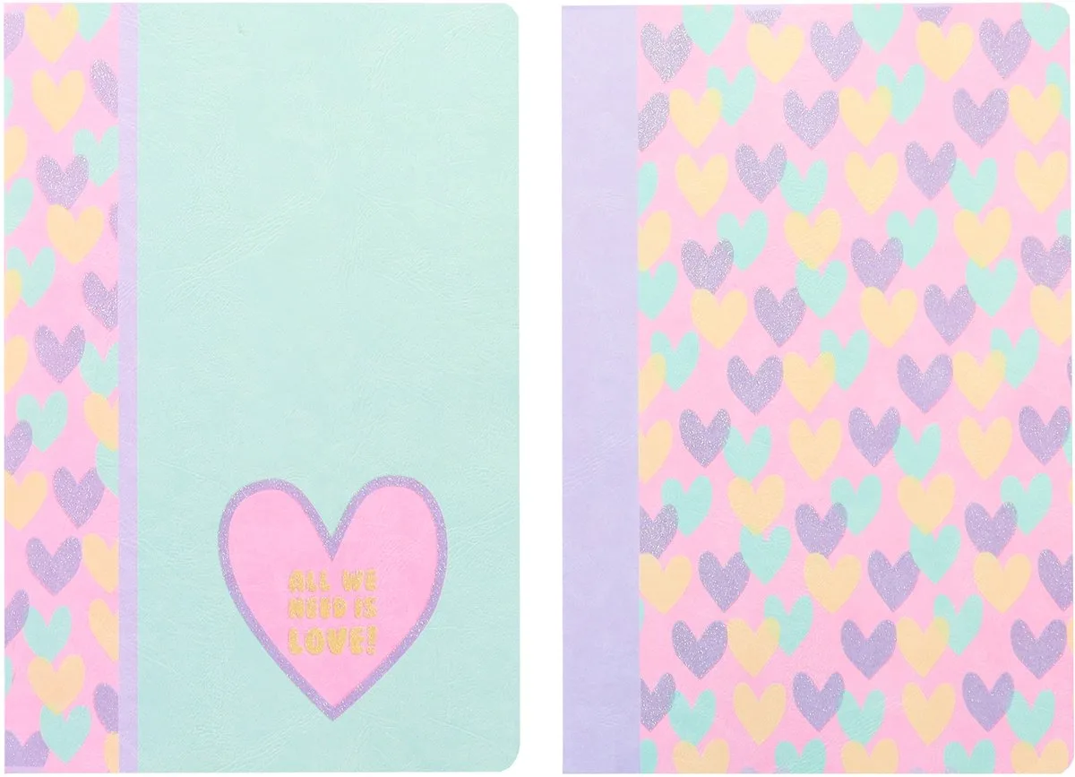 schriften - B'LOG HEARTS - formaat A4 - met lijn - 2 stuks fra Kangaro i Assorti harten A4 lijn – produktbillede