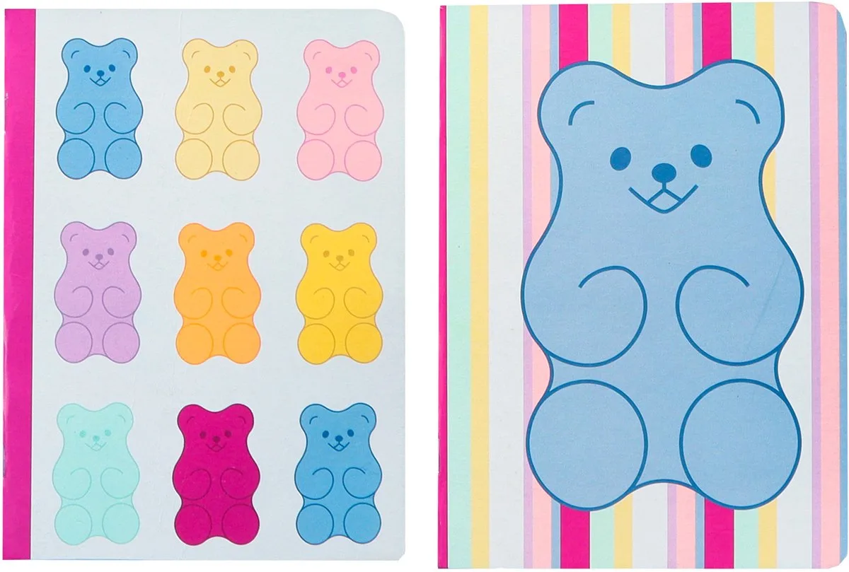 schriften - B'LOG SWEET CANDY - formaat A4 - met ruit 5mm - 2 stuks - met aarbeiengeur de Kangaro en Assorti beren A4 ruit – photo produit
