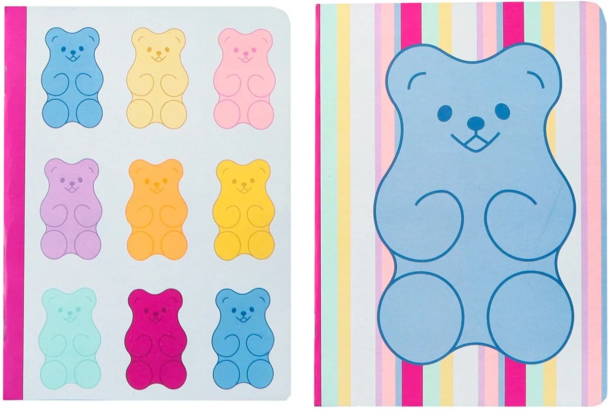 schriften - B'LOG SWEET CANDY - formaat A5 - met lijn - 2 stuks - met aarbeiengeur de Kangaro en Assorti beren A5 lijn – photo produit