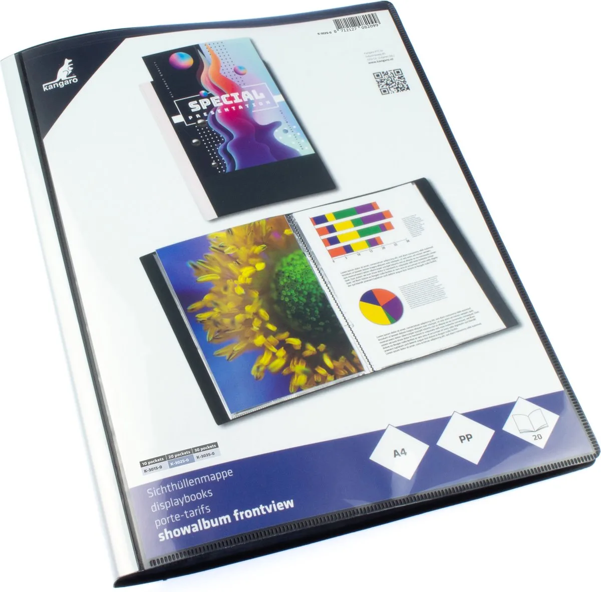 showalbum - A4 - PP - 20 insteektassen - zwart - met insteek de Kangaro en Zwart 20 – photo produit