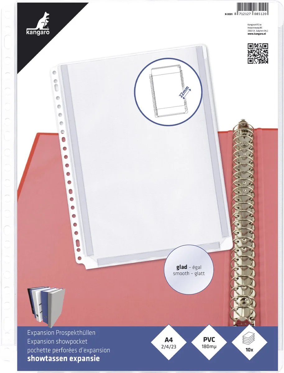 showtas - A4 - PVC - 23-gaats - 10 stuks de Kangaro en Transparent – photo produit