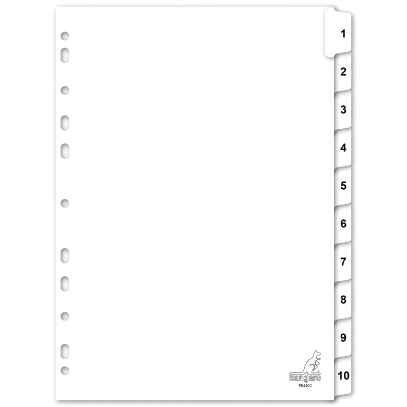 Tabblad kangaro 4r pk410c nr 1 10 wit karton | 20 stuks van Kangaro – productfoto