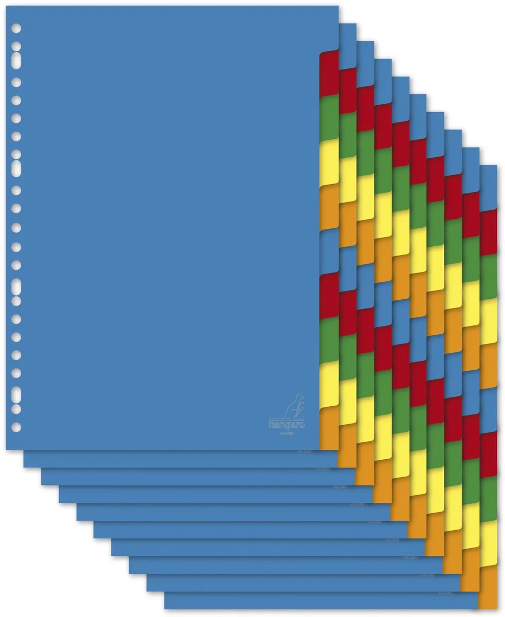 tabbladen A4 - 10-delig - blanco tabs - PP 120micron de Kangaro en Assorti 10-delig PP – photo produit
