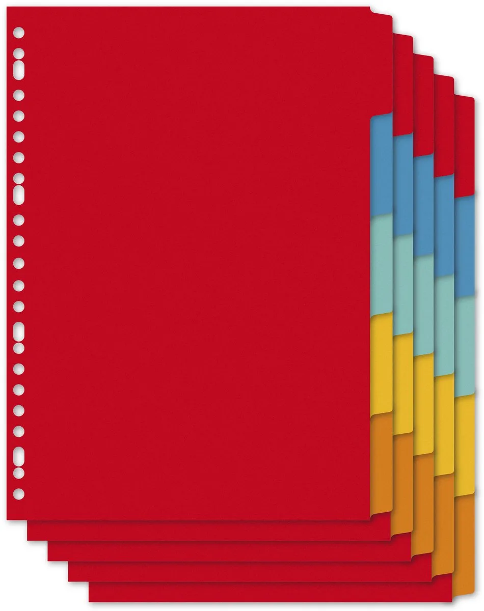 tabbladen A4 - 5-delig - blanco tabs de Kangaro en Assorti 5-delig karton – photo produit