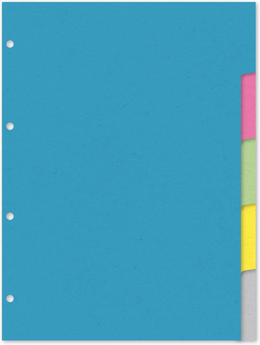 tabbladen A4 - 5 delig met blanco tabs - gerecycled karton - 220 grams - 4-gaats de Kangaro en Assorti – photo produit