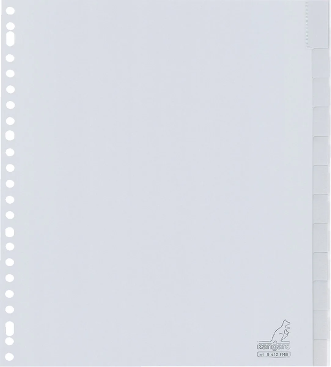 tabbladen - A4 - PP 120 micron - 23-gaats - 12-delig venster - extra breed de Kangaro en Gris – photo produit