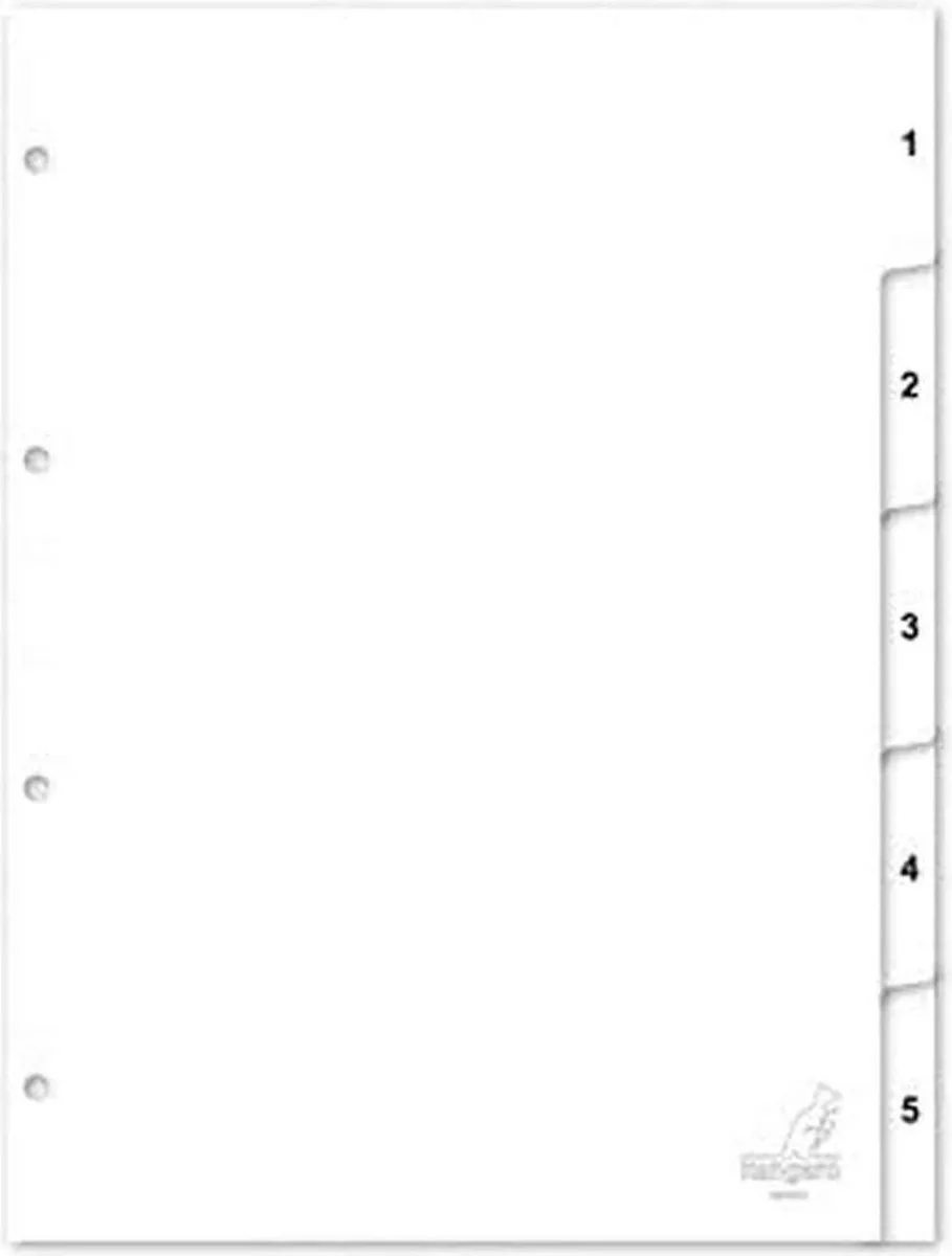 tabbladen - A4 - PP 120 micron - 4-gaats - 10-delig cijfers van Kangaro in Wit – productfoto