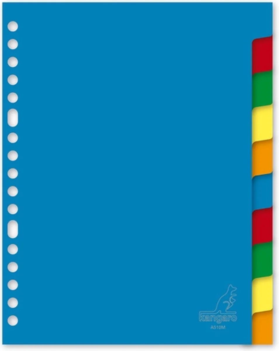 tabbladen - A5 - 10-delig blanco PP - 17-gaats - 5 kleuren de Kangaro en Assorti – photo produit