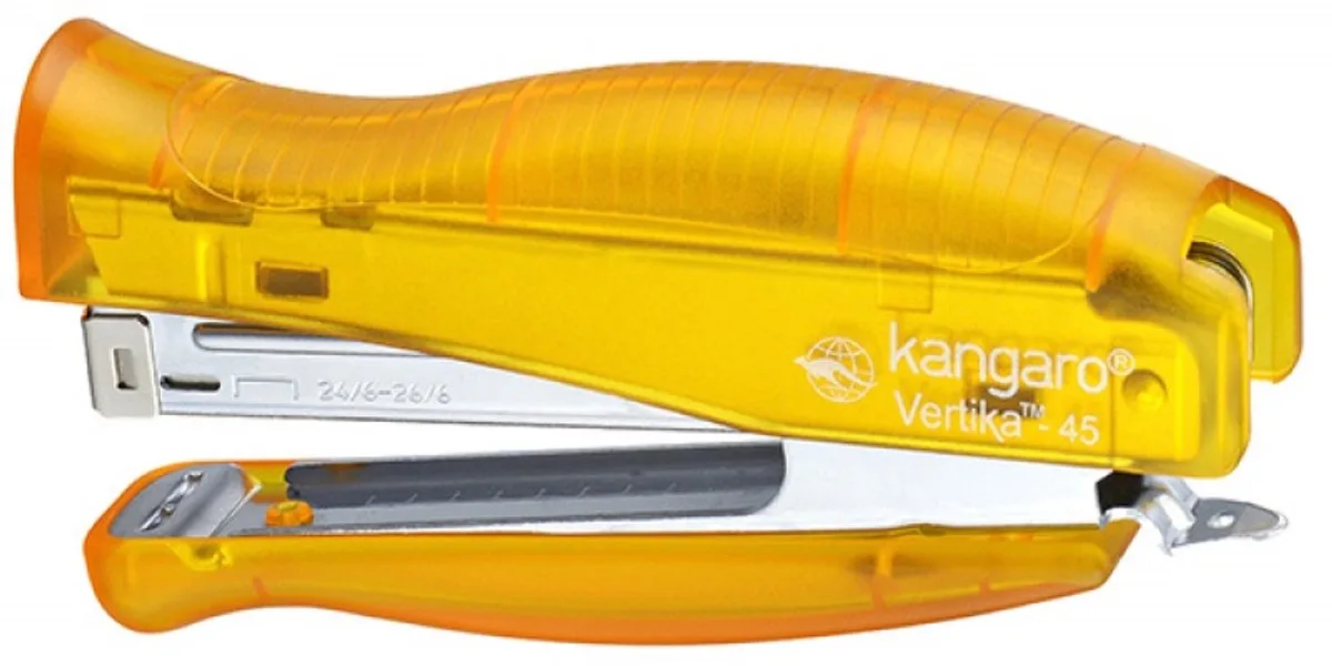 Vertika-45 C-Thru Non-Zszywacz - Geel, 30 vel, inclusief nietjes fra Kangaro – produktbillede
