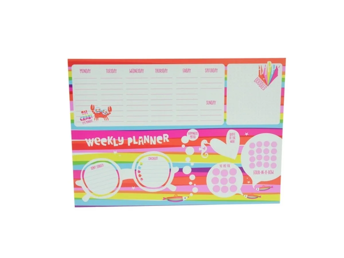 Weekplanner Funtastic. Maak je planning op deze grappige weekplanner. Van huiswerk tot feestjes, alles past erop! de Kangaro en Dessin – photo produit
