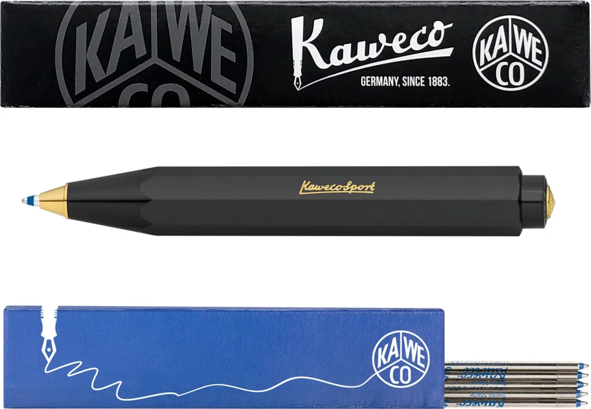 Balpen - Classic Sport - Met doosje Balpenvullingen MEDIUM Blauw fra Kaweco i Sort – produktbillede