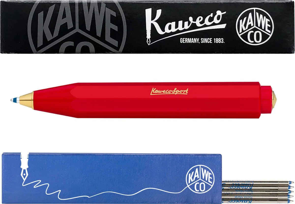 Balpen - Classic Sport - Met doosje Balpenvullingen MEDIUM Blauw fra Kaweco i Rød – produktbillede