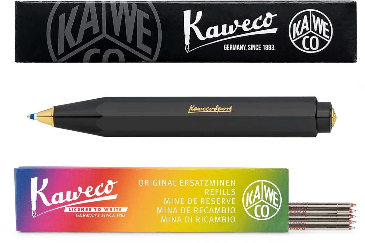 Balpen - Classic Sport - Met doosje Balpenvullingen MEDIUM ROOD fra Kaweco i Sort – produktbillede