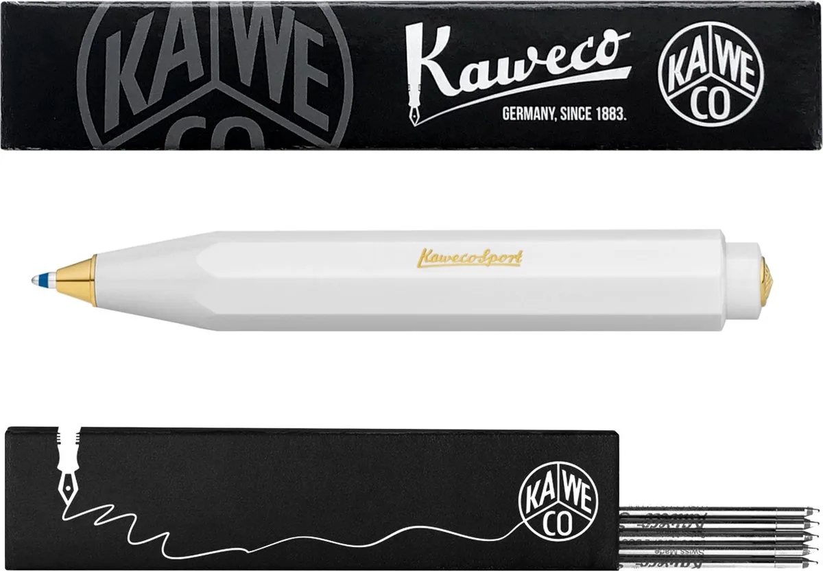 Balpen - Classic Sport - Met doosje Balpenvullingen MEDIUM Zwart fra Kaweco i Hvid – produktbillede