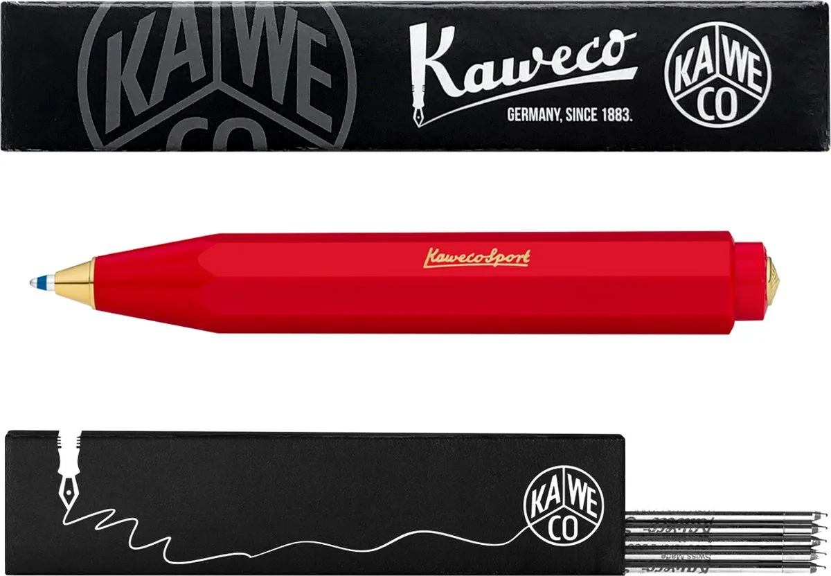 Balpen - Classic Sport - Met doosje Balpenvullingen MEDIUM Zwart fra Kaweco i Rød – produktbillede