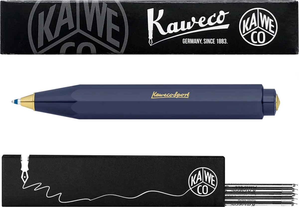 Balpen - Classic Sport - Met doosje Balpenvullingen MEDIUM Zwart fra Kaweco i Blå – produktbillede