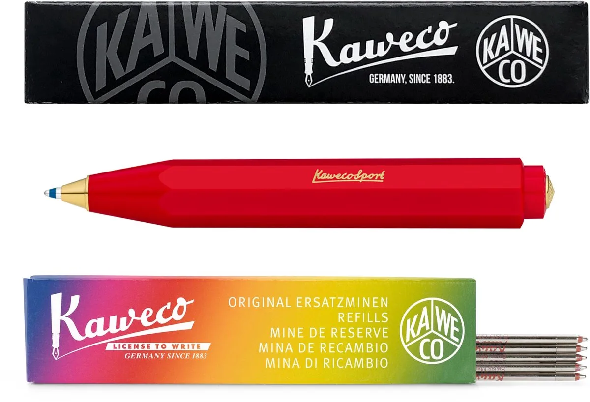 Balpen - Classic Sport - Rood - Met doosje Balpenvullingen MEDIUM ROOD fra Kaweco i Rød – produktbillede