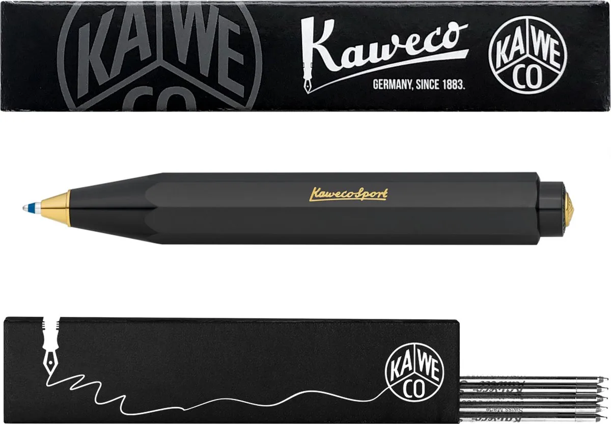 Balpen - Classic Sport - Zwart - Met doosje Balpenvullingen MEDIUM Zwart fra Kaweco i Sort – produktbillede