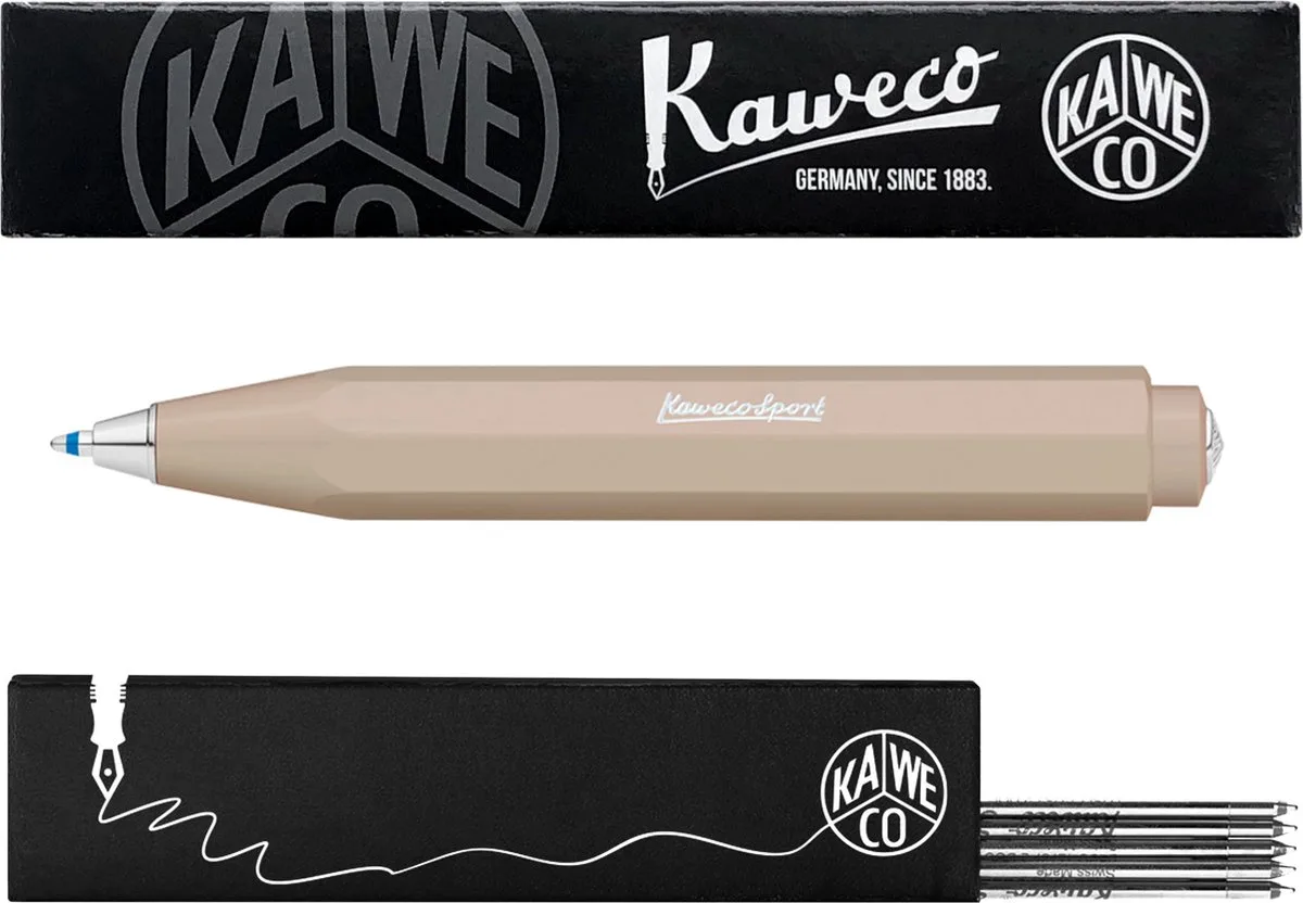 Balpen - Skyline Sport - Macchiato - Met doosje Balpenvullingen MEDIUM Zwart fra Kaweco i Brun – produktbillede