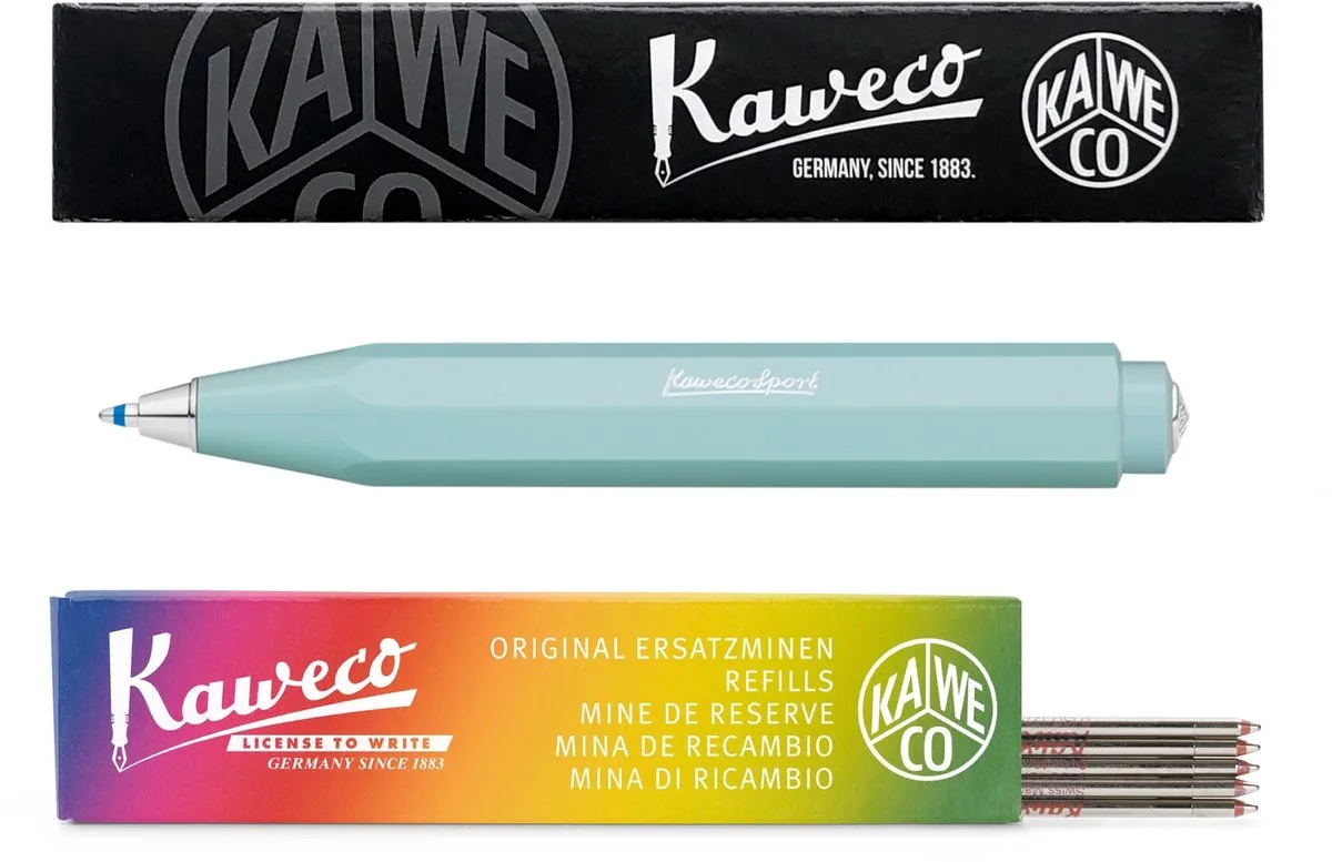 Balpen - Skyline Sport - Met doosje Balpenvullingen MEDIUM ROOD fra Kaweco i Mint – produktbillede