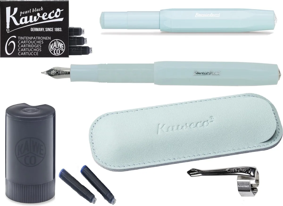 Cadeauset 2 Sport Skyline Mint Fountain Pen 2 - Medium van Kaweco in Blauw – productfoto