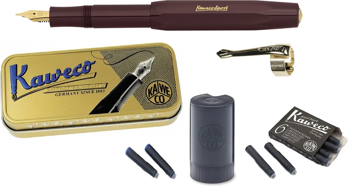 Cadeauset (5delig) Vulpen Sport Classic Burgundy Fountain Pen - Medium de Kaweco en Violet – photo produit