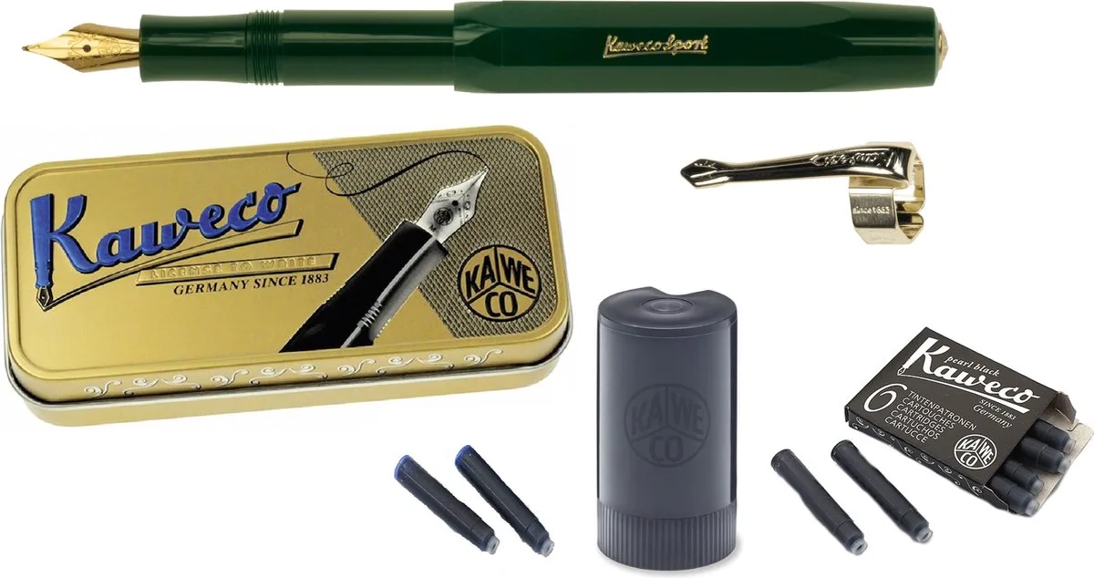 Cadeauset (5delig) Vulpen Sport Classic Green Fountain Pen - Medium by Kaweco in Green – product photo