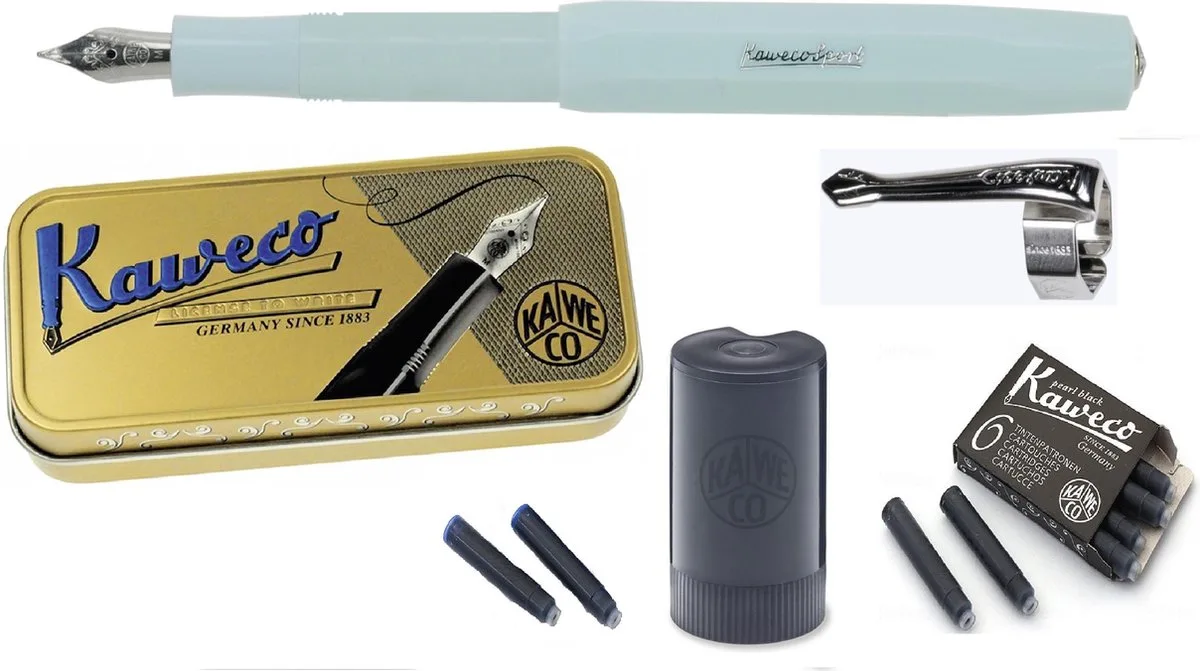 Cadeauset (5delig) Vulpen Sport Skyline Mint Fountain Pen - Breed fra Kaweco i Blå – produktbillede