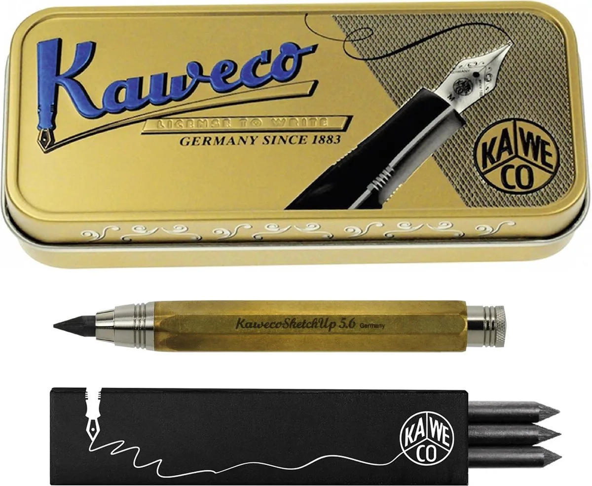 Cadeauset SKETCH vulpotlood Copper met vullingen G in blikje van Kaweco in Messing – productfoto