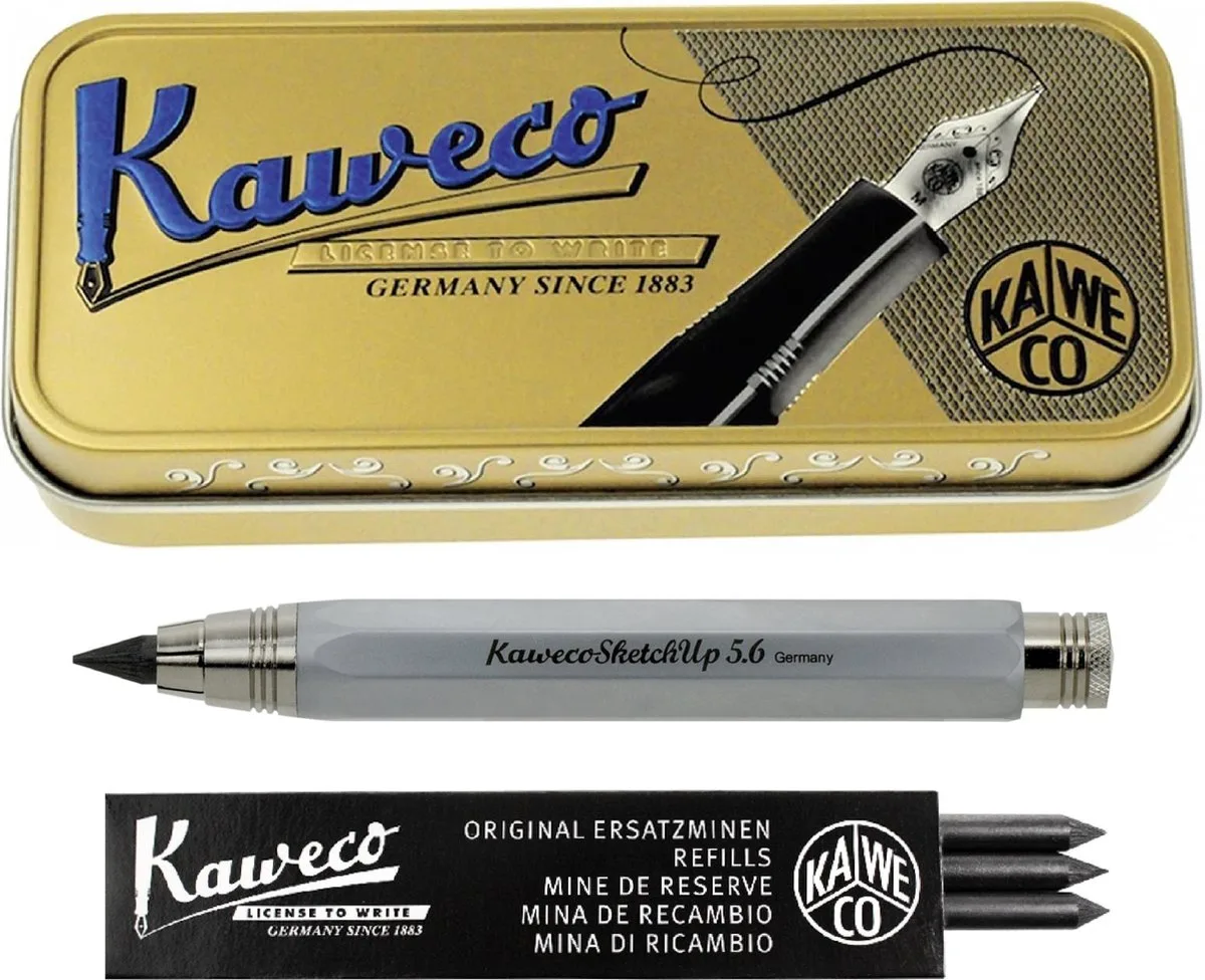 Cadeauset SKETCH vulpotlood met vullingen G in vintage blikje van Kaweco in Chrome mat – productfoto