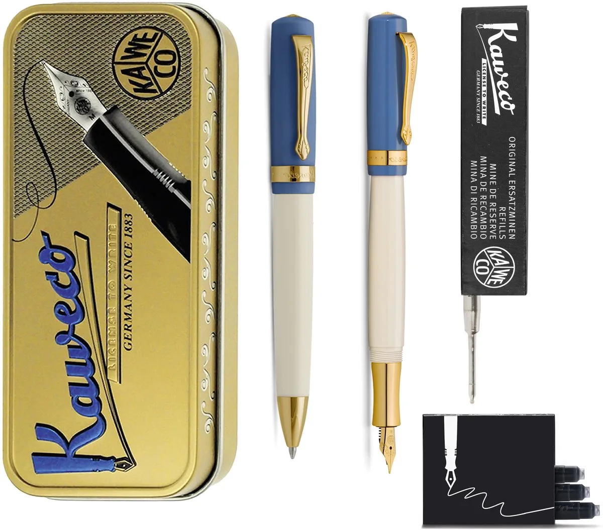 Cadeauset - Student 50's Rock - Vulpen (Medium) - Balpen - extra vullingen fra Kaweco i Blå – produktbillede