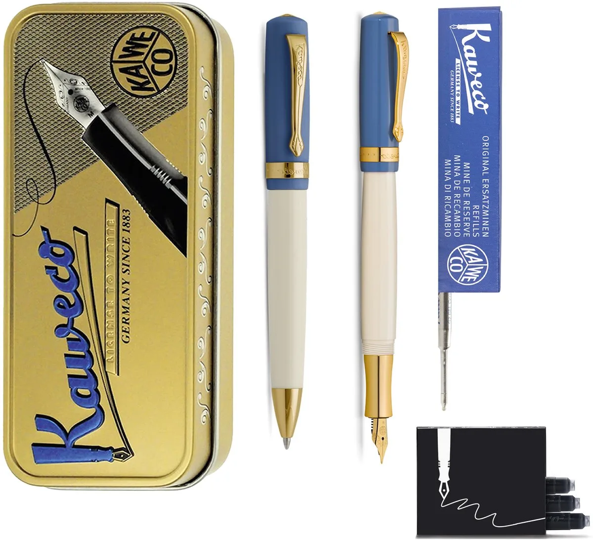 Cadeauset - Student 50's Rock - Vulpen (Medium) - Balpen - extra vullingen fra Kaweco i Blå – produktbillede