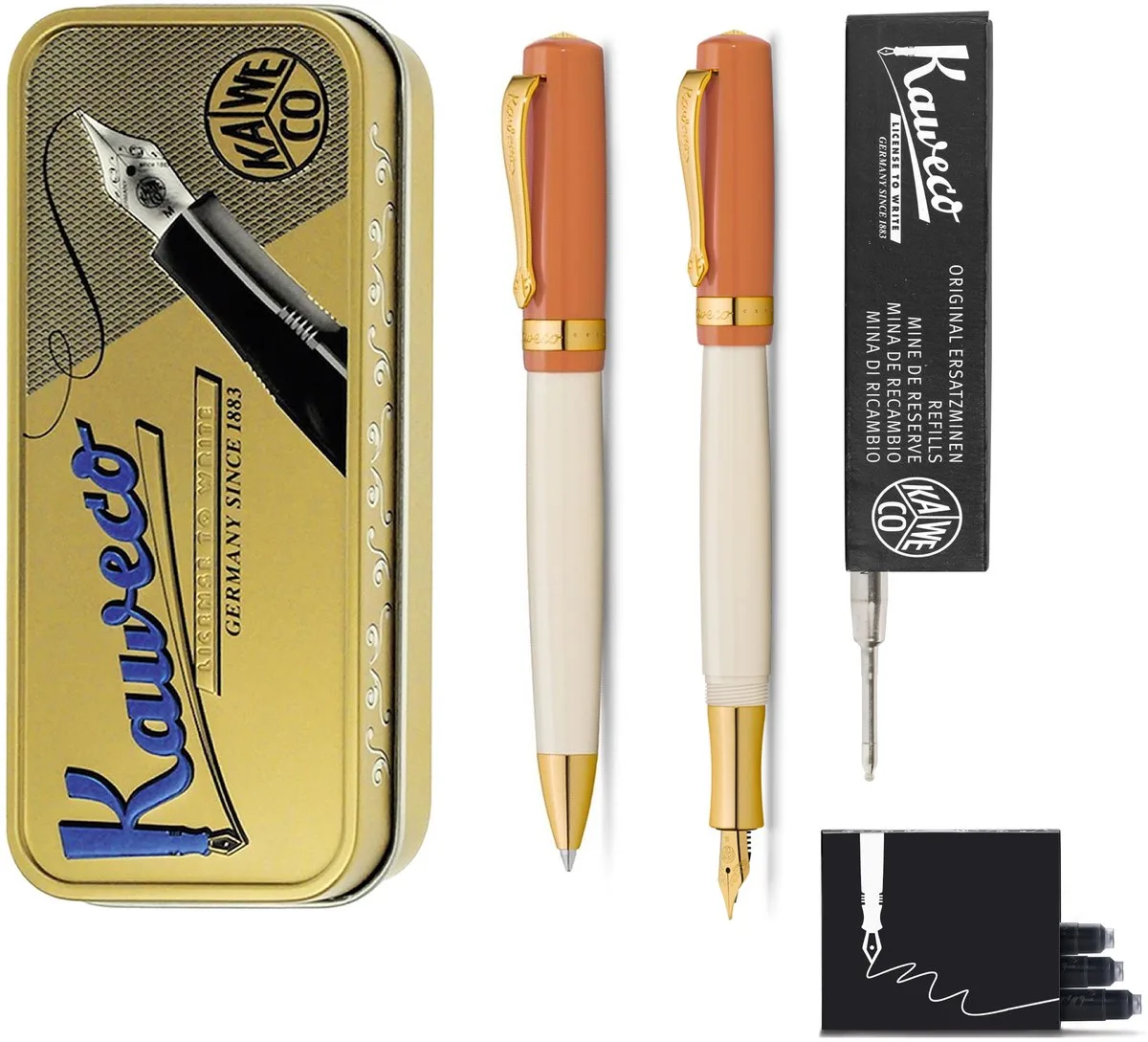 Cadeauset - Student 70's Soul - Vulpen (Medium) - Balpen - extra vullingen fra Kaweco i Orange – produktbillede