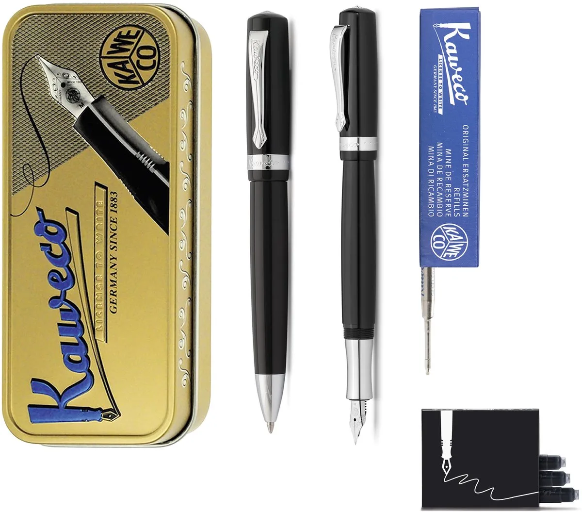 Cadeauset - Student - Vulpen (Medium) - Balpen - extra vullingen fra Kaweco i Sort – produktbillede