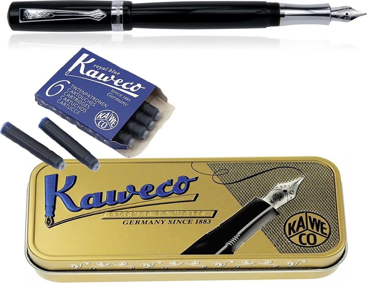Cadeauset Vulpen Student in vintage blikje met vullingen - Breed van Kaweco in Zwart – productfoto