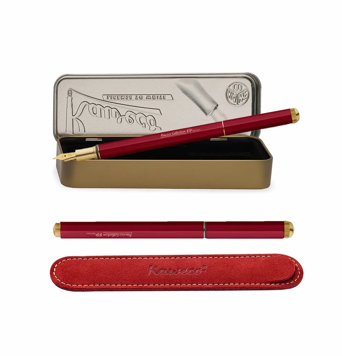Collection - Cadeauset - Vulpen - Leer etui - Nib M - Donkerrood von Kaweco – Produktfoto