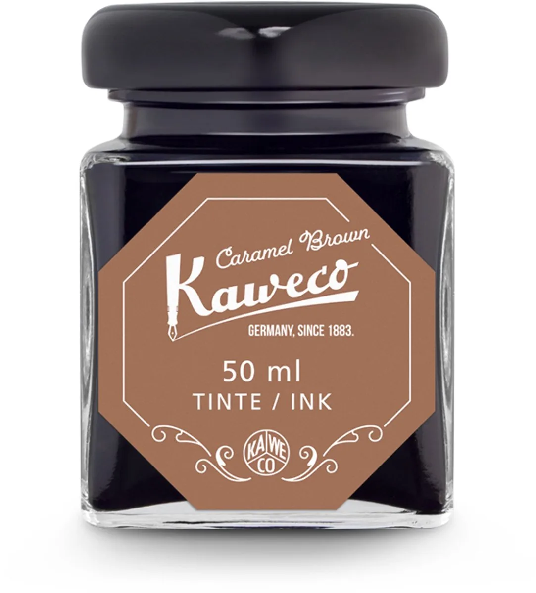 Ink bottle - Caramel Brown - potje vulpeninkt - Bruine originele Kaweco-inkt in 50 ml glas fra Kaweco i Brun – produktbillede